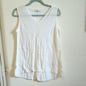 Cut Loose White Ribbed Sleeveless Tank Top